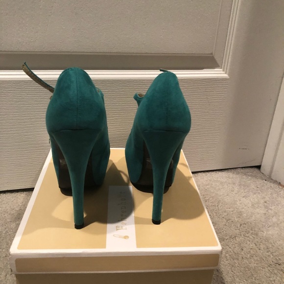 Turquoise Platform Open Toe Heel - Picture 3 of 4